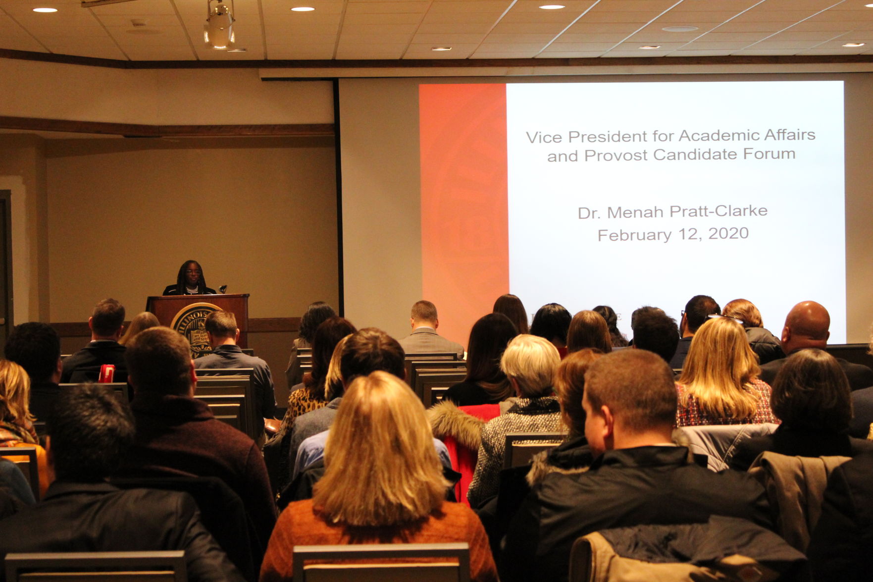 Pratt-Clarke_Mehna Provost Candidate speaks to crowd